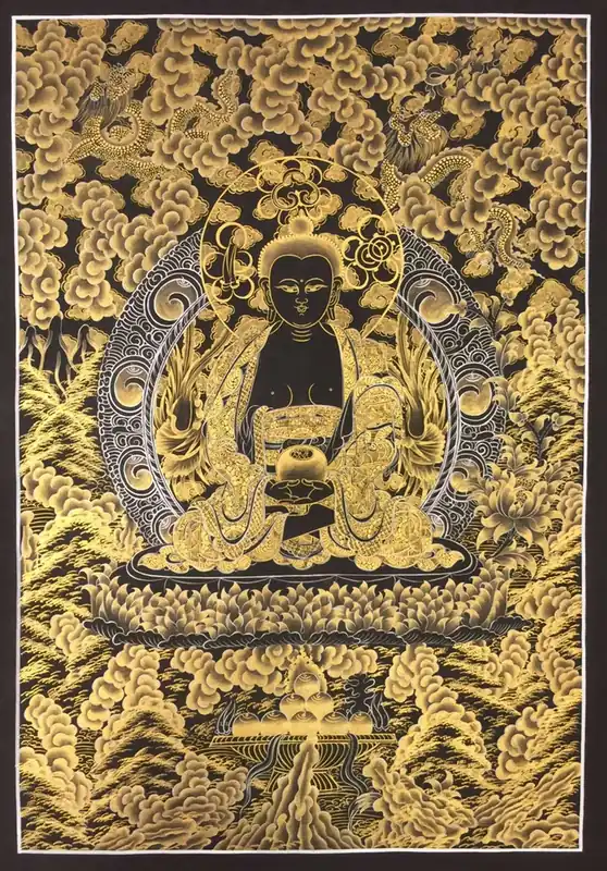 Thangka de Bouddha Amitabha noir