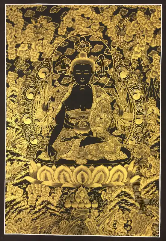 Art thangka du Bouddha de la Médecine tibétain
