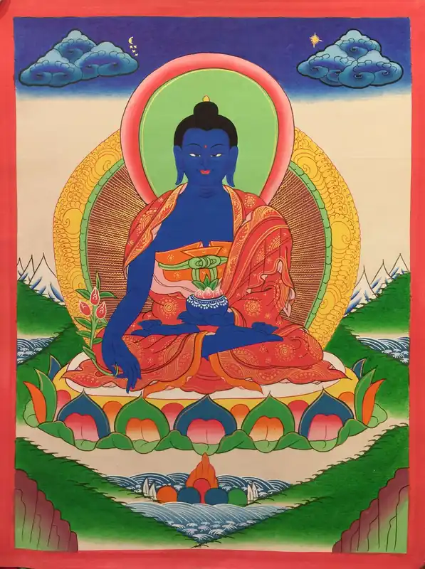 Thangka bouddhiste du Bouddha de Médecine