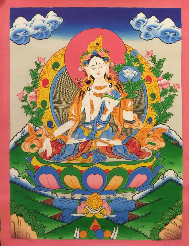 Art tibétain Thangka de Tara Blanche