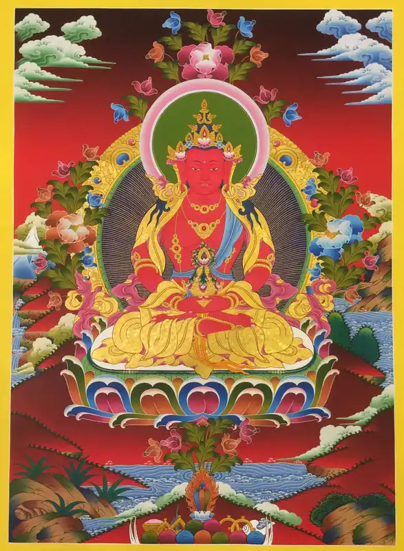 Bouddha Rouge Traditionnel Thangka