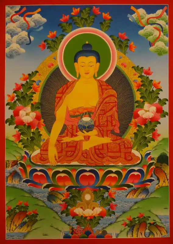 Thangka de Shakyamuni Buddha peint à la main