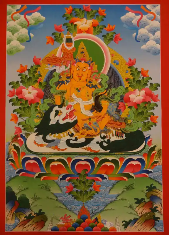Peinture rituelle tibétaine de Dzambala