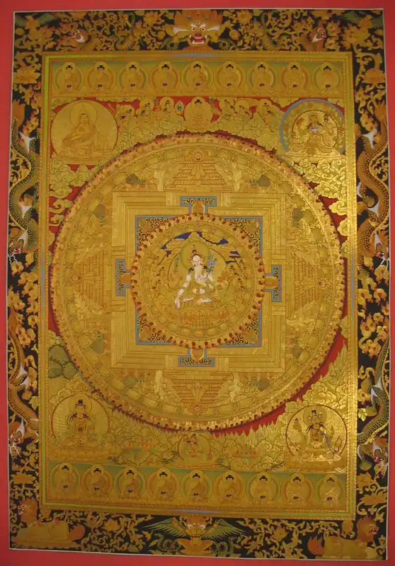 Art du Mandala de la Tara Blanche Dorée