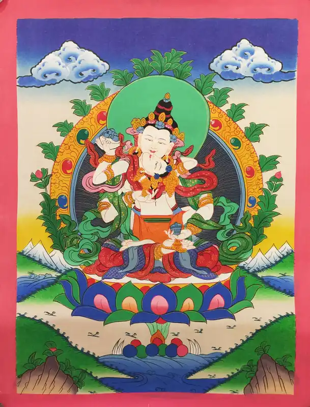 Thangka tibétain de Vajrasattva