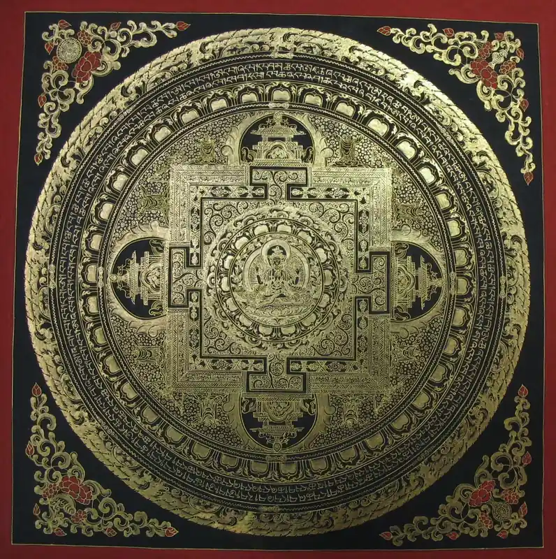 Mandala de Chenrezig – Noir et Doré