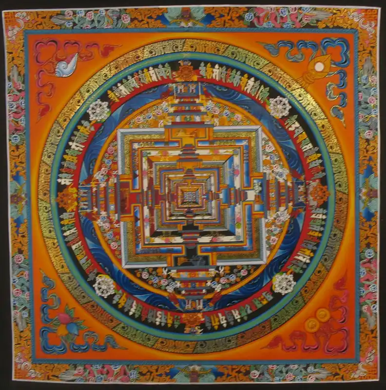 Mandala du Kalachakra en Art Bouddhiste avec Dragon