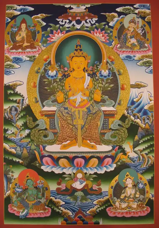 Maitreya Buddha with Padmasambhava Painting