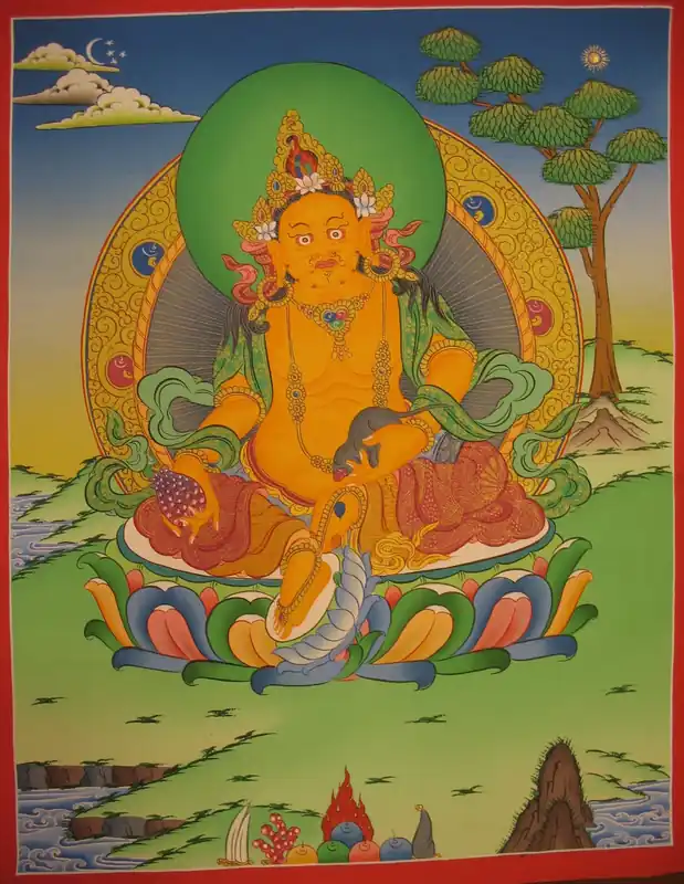 Thangka tibétain du Dieu Dzambala