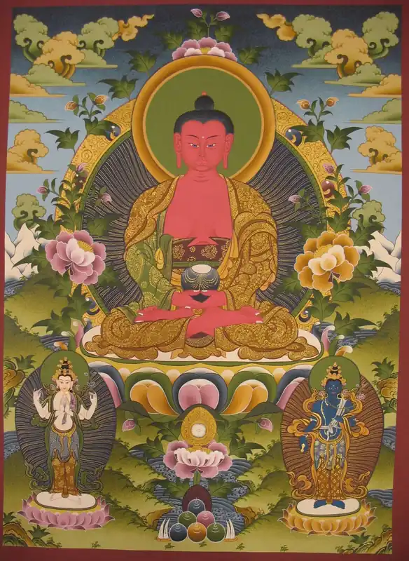 Amitabha Buddha avec 2 Déités