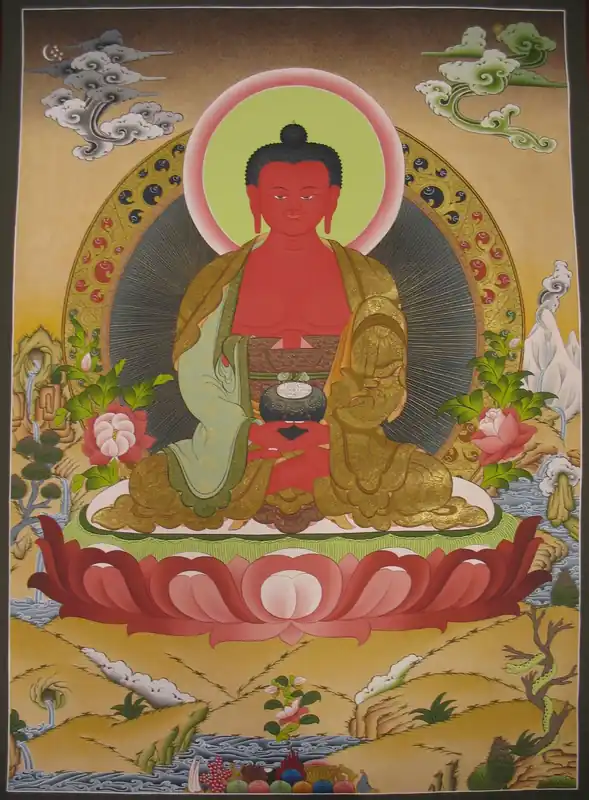 Peinture tibétaine de l’Amitabha Bouddha