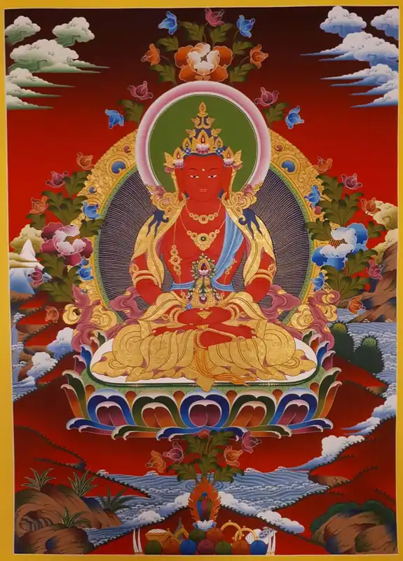 Thangka d’Amitayus Bouddha (Sambhogakaya)