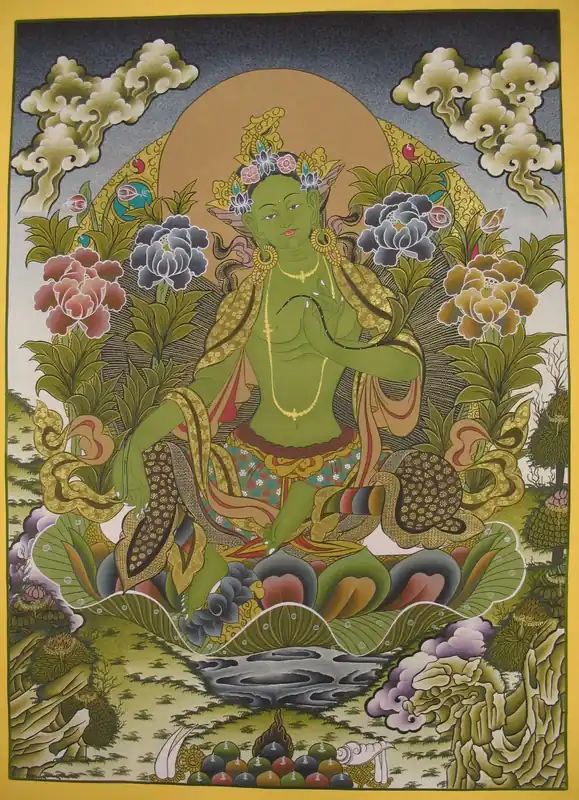 Thangka tibétain – Tara Verte