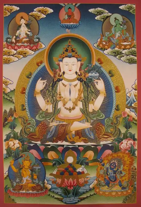 Thangka tibétain de Chenrezig – Dieu de la compassion