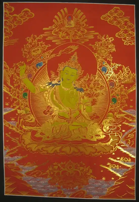 Peinture de Manjushree avec Bouddha Amitabha