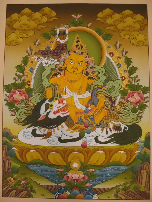 Peinture rituelle Thangka de Dzambala