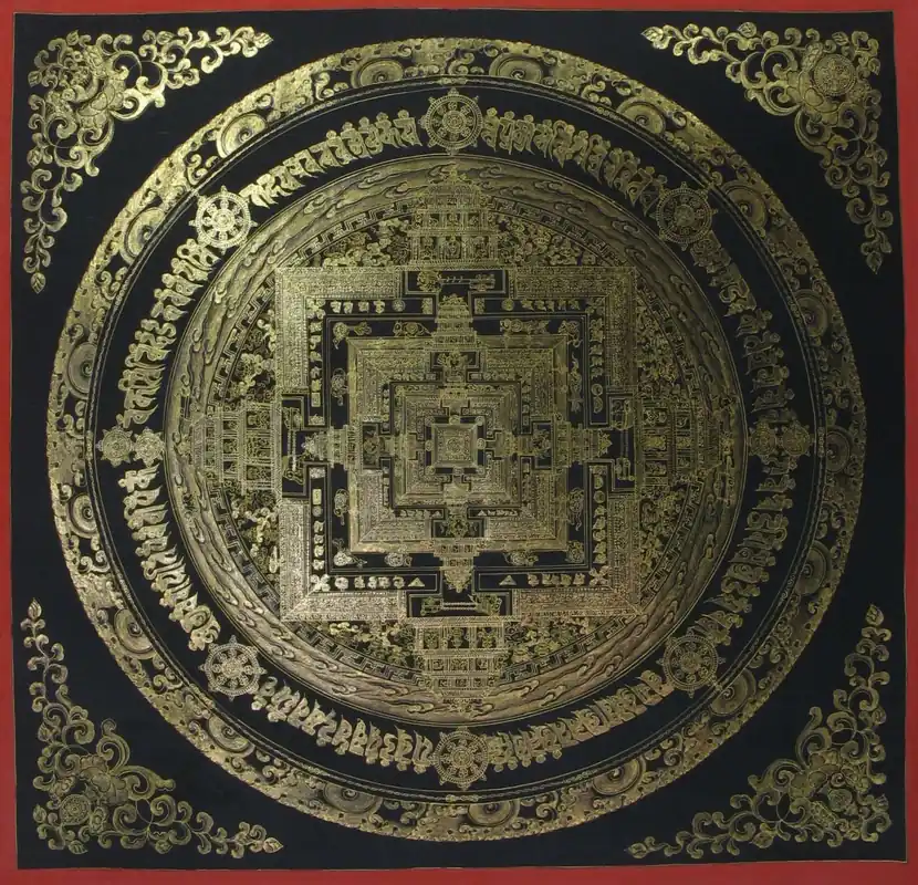 Mandala Kalachakra en noir et or