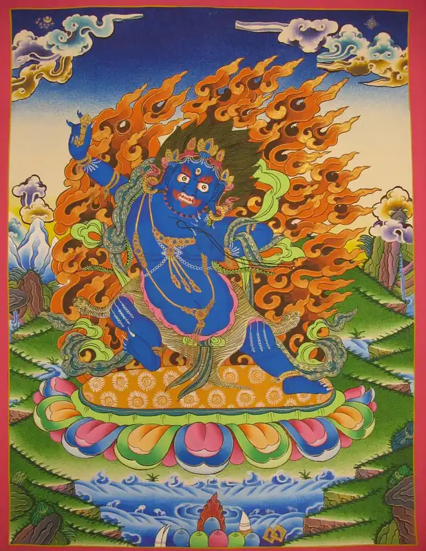 Art thangka tibétain de Vajrapani