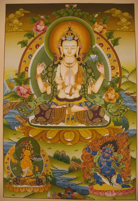 Thangka traditionnel de Chenrezig