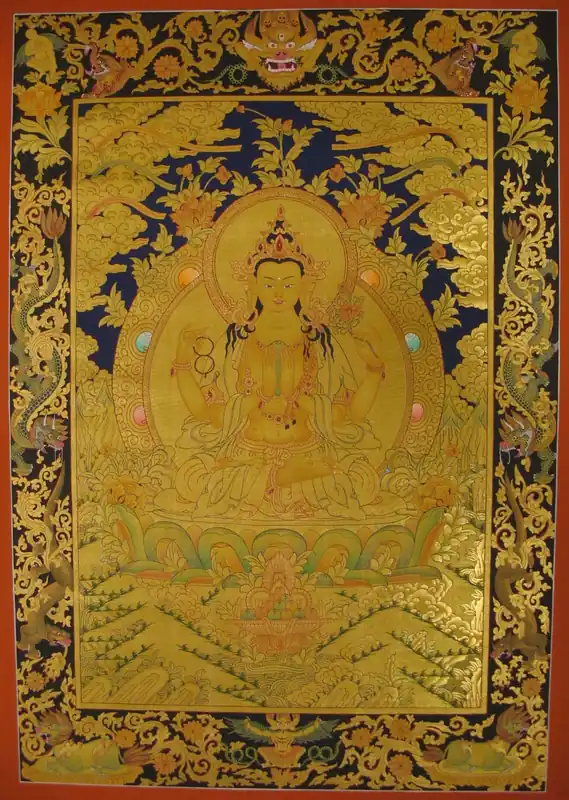 Thangka rituel tibétain de Chenrezig