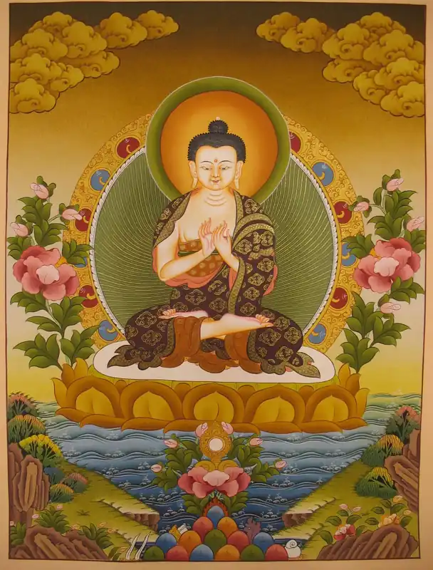 Art thangka tibétain de Bouddha Vairocana