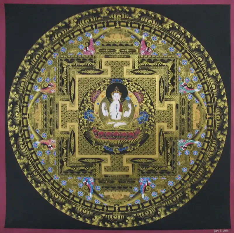 Peinture du Mandala de Chenrezig