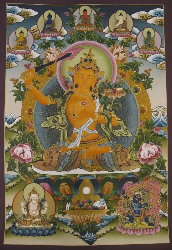 Manjushri tibétain avec l’art des Pancha Bouddhas