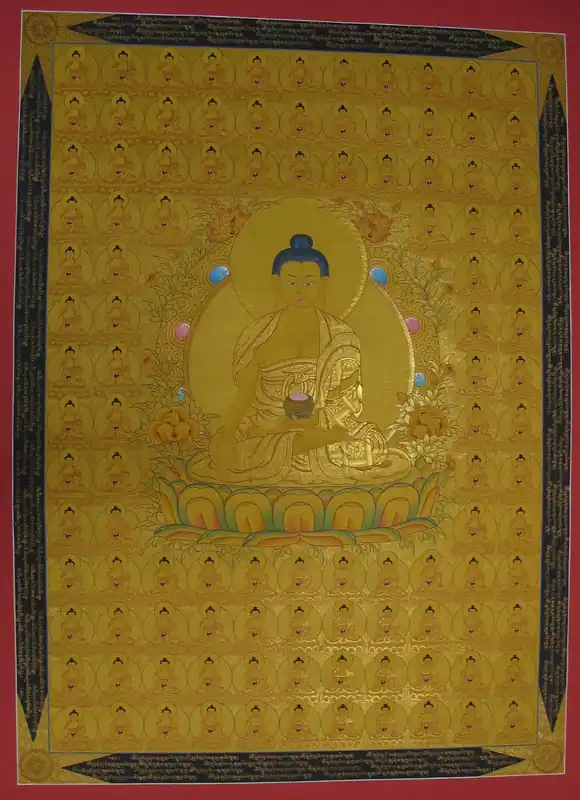 Thangka tibétain des 108 Bouddhas Shakyamuni