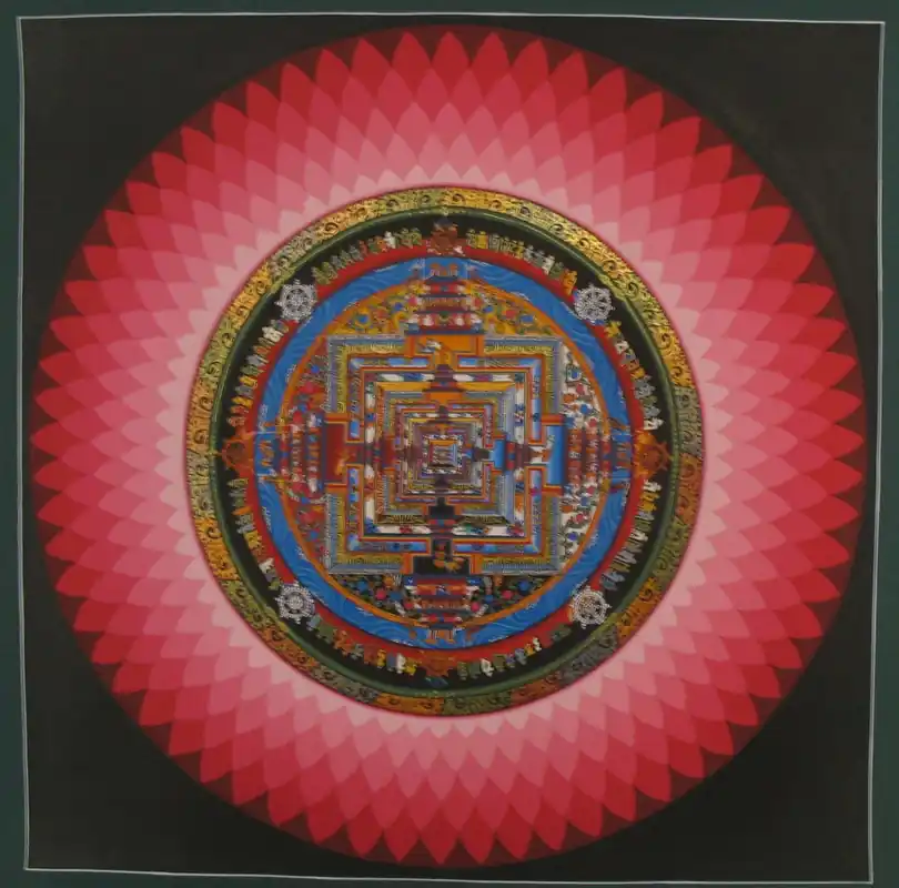 Le Mandala de Kalachakra avec Lotus Rouge