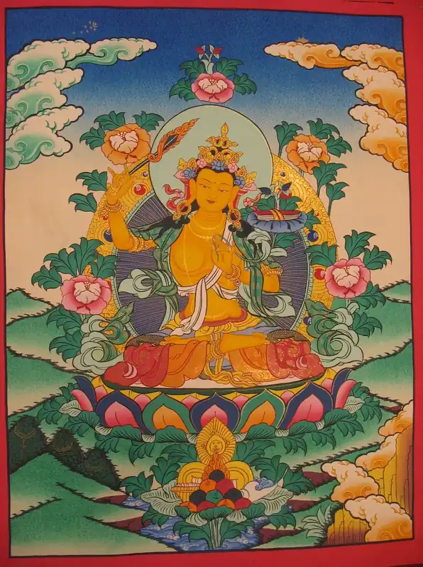Thangka tibétain de l’art de Manjushree