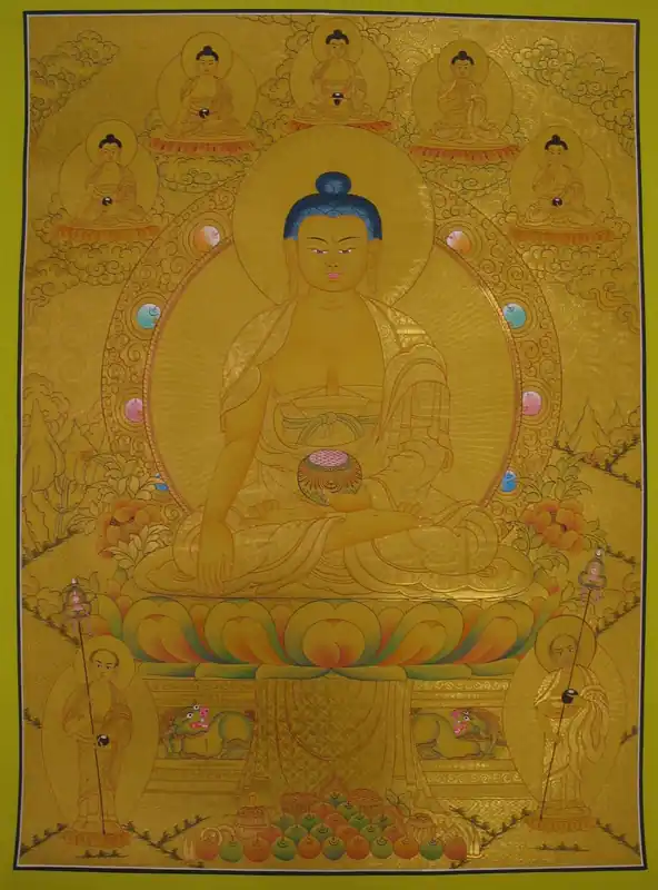 Le Shakyamuni tibétain avec les Cinq Bouddhas