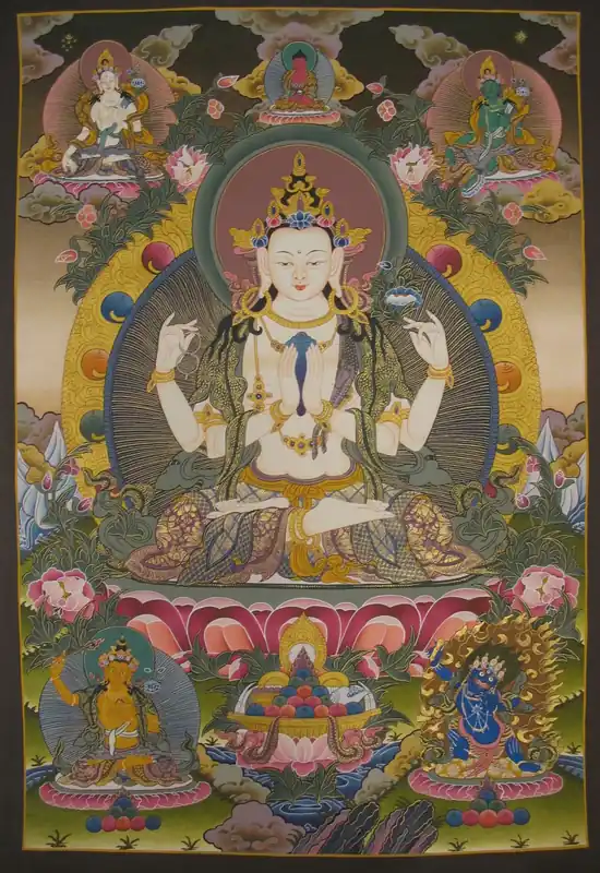 Chenrezig avec l’art de la déesse Tara Blanche