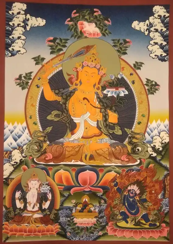 Manjushree With Vajrapani Thangka Art
