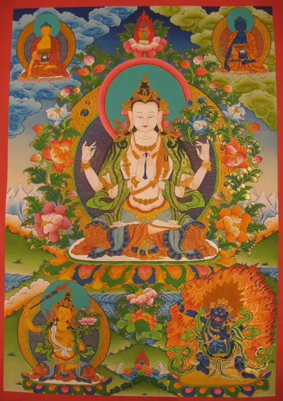 Chenrezig avec le Bouddha de Médecine