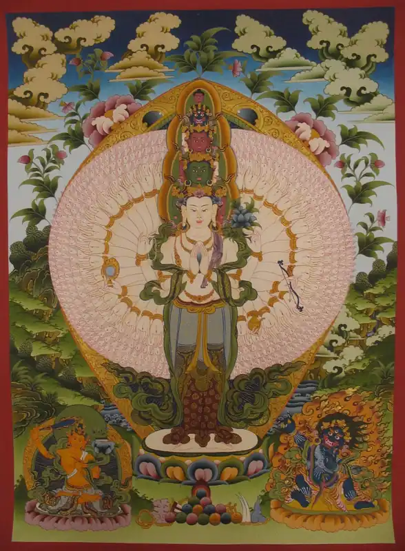 Lokeshvara avec Vajrapani Thangka tibétain