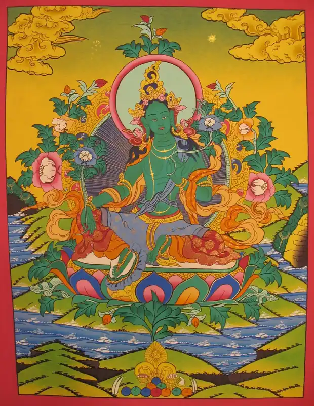 Thangka de rituel traditionnel de Tara Verte