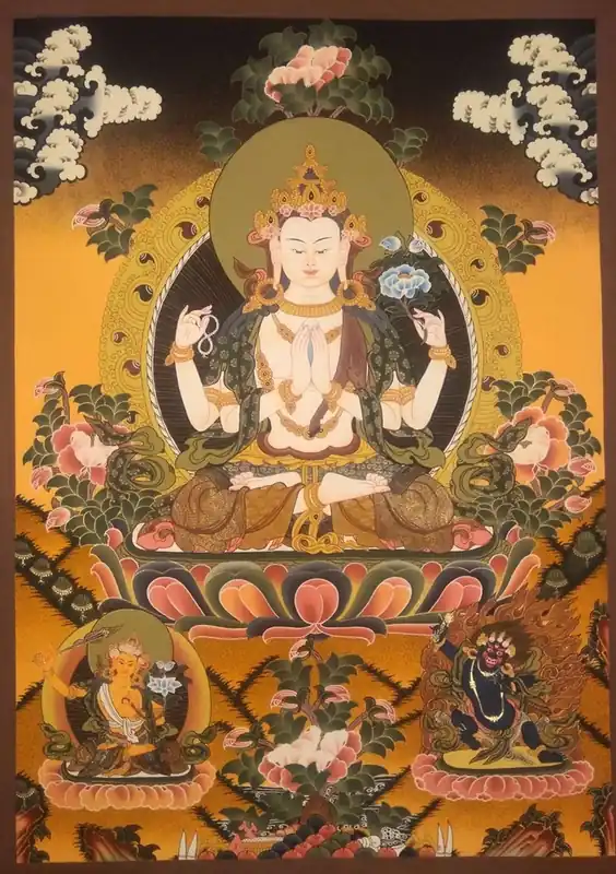 Chenrezig avec Vajrapani Peinture Bouddhiste Art