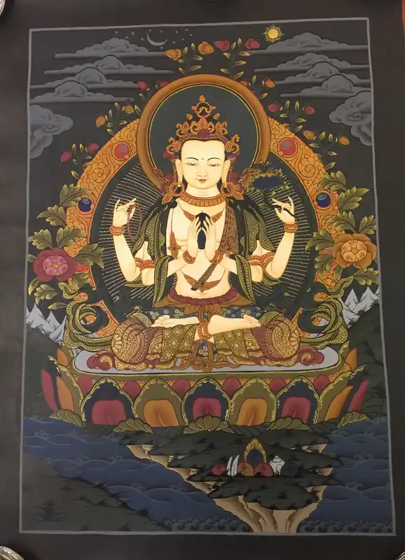 Peinture sur rouleau de Chenrezig