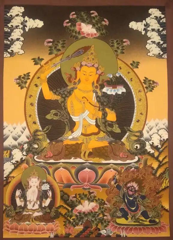 Peinture de Manjushree avec Vajrapani