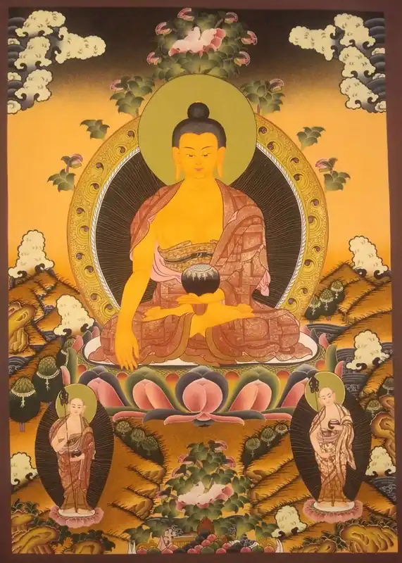Bouddha Shakyamuni avec Deux Bouddhas Debout