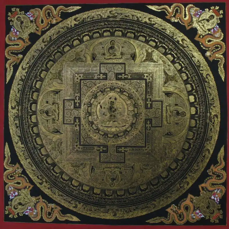 Le Mandala de Manjushri Noir et Doré