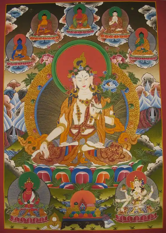 Thangka tibétain de la Déesse Blanche Dolma