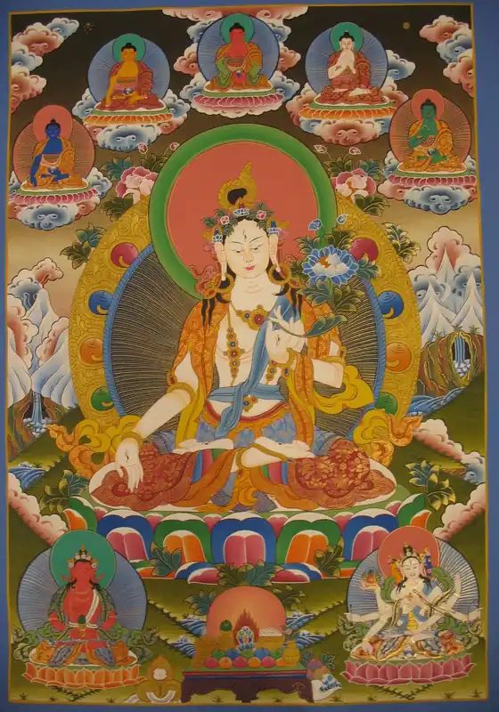 Thangka de la Déesse Blanche Tara de l’Himalaya