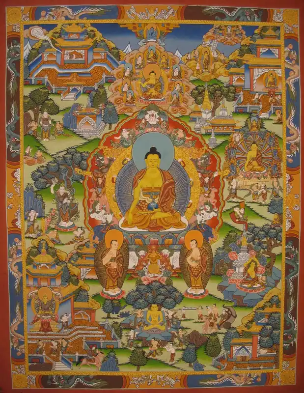 La peinture Thangka de la vie du Bouddha