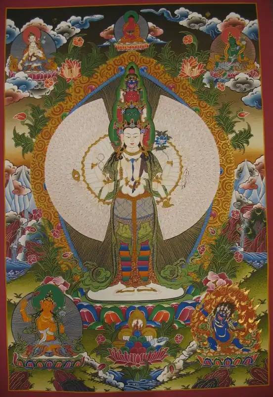 Peinture Thangka bouddhiste de Lokeshvara