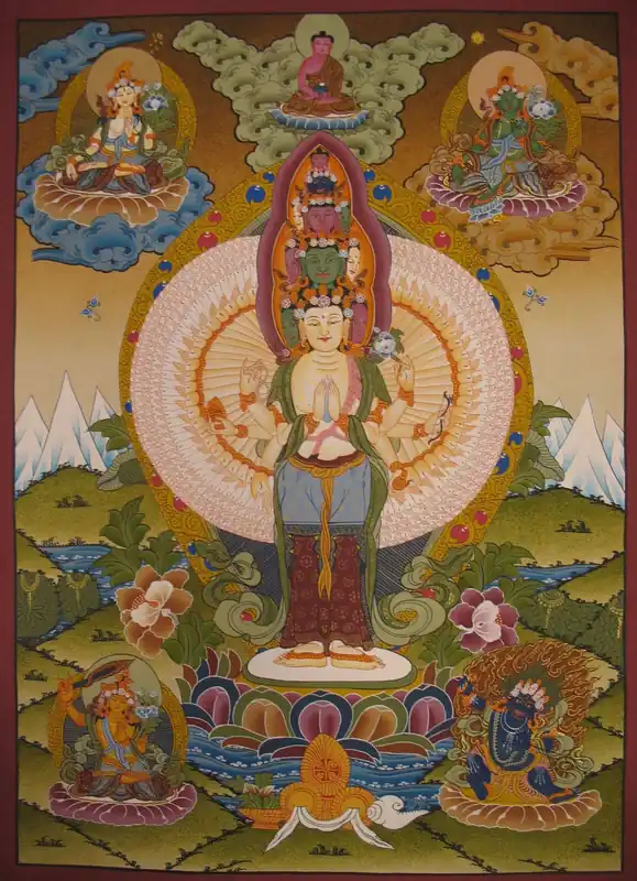 Thangka de Lokeshvara avec White Tara