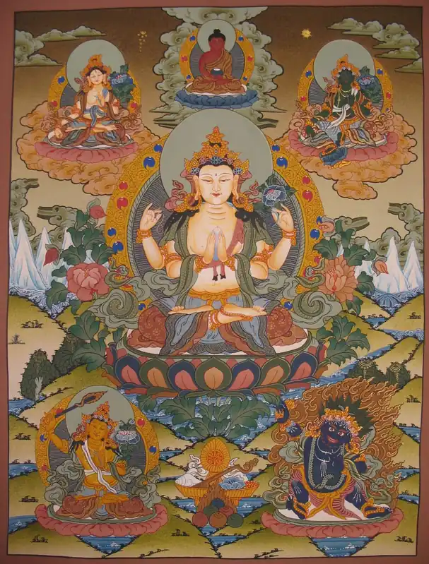 Chenrezig avec l’art de la Tara Verte