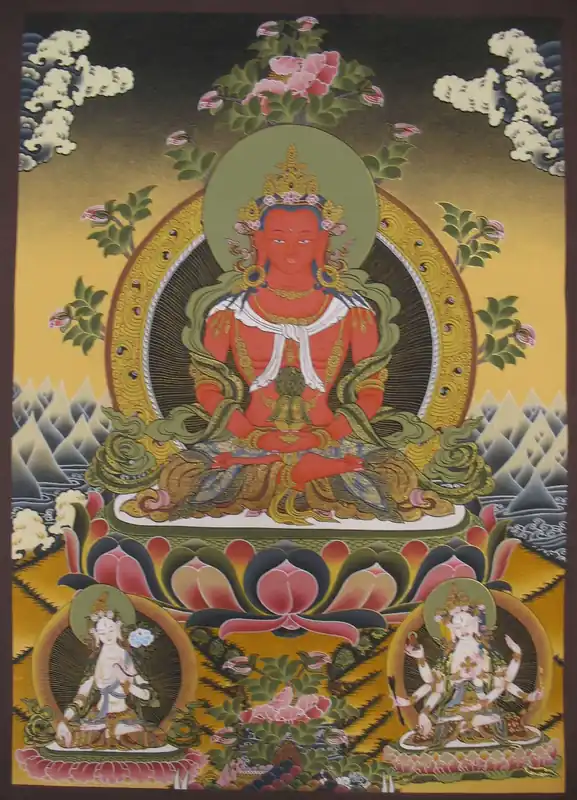Amitayus Bouddha avec Tara Blanche & Namgyalma