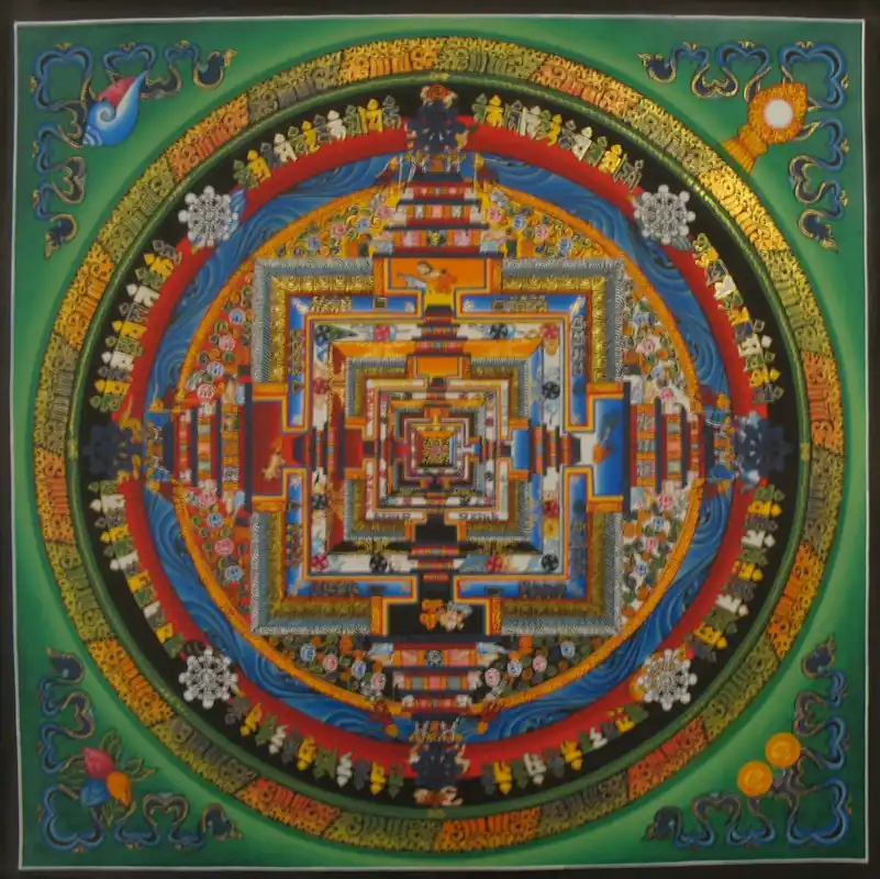 Mandala traditionnel vert du Kalachakra