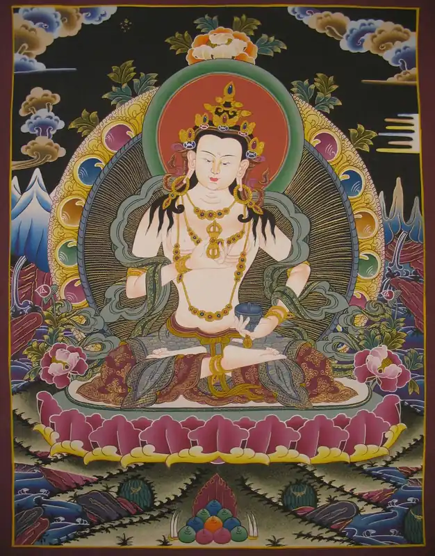 Thangka tibétain de Vajrasattva